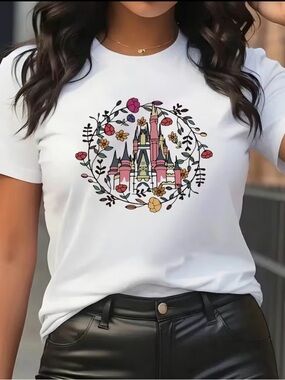 Floral Castle Graphic Tee - Women's Disney Casual Top